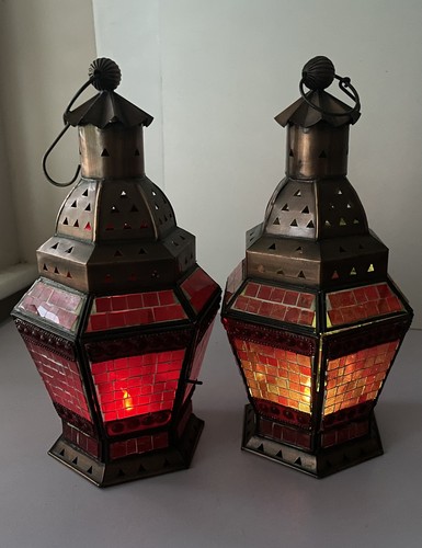 Hanging lantern red - hanging, stained