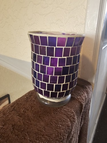 Purple mosaic glass hurricane - mosaic,