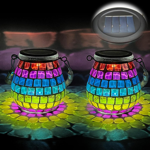 2pcs oval solar mosaic - oval, lights