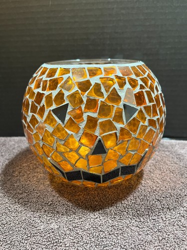 Mosaic orange black glass - mosaic, 6"