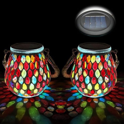 2pcs oval mosaic solar lights - oval,